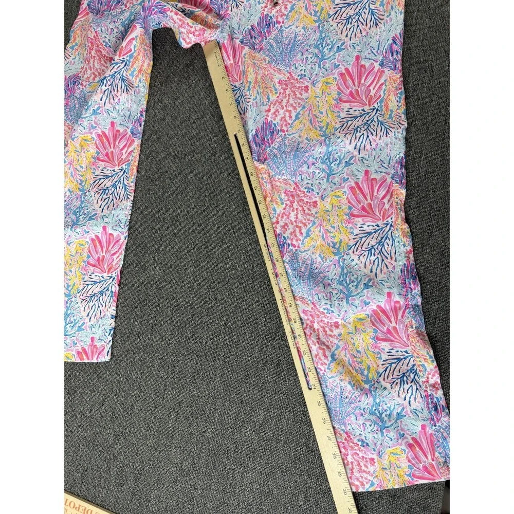 Lilly Pulitzer Pants Womens XL Pink Taron Linen Ankle Drawstring Splashdance